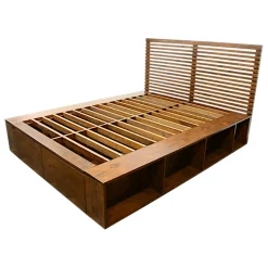 Lit 2 places Hévéa avec 2 tiroirs et 8 niches pour couchage 180x200 182x204x109cm NEW ORLEANS