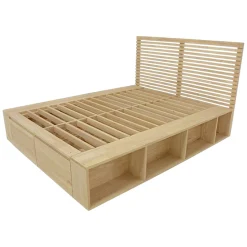 Lit 2 places Hévéa avec 2 tiroirs et 8 niches pour couchage 140x190 142x196x109cm NEW ORLEANS