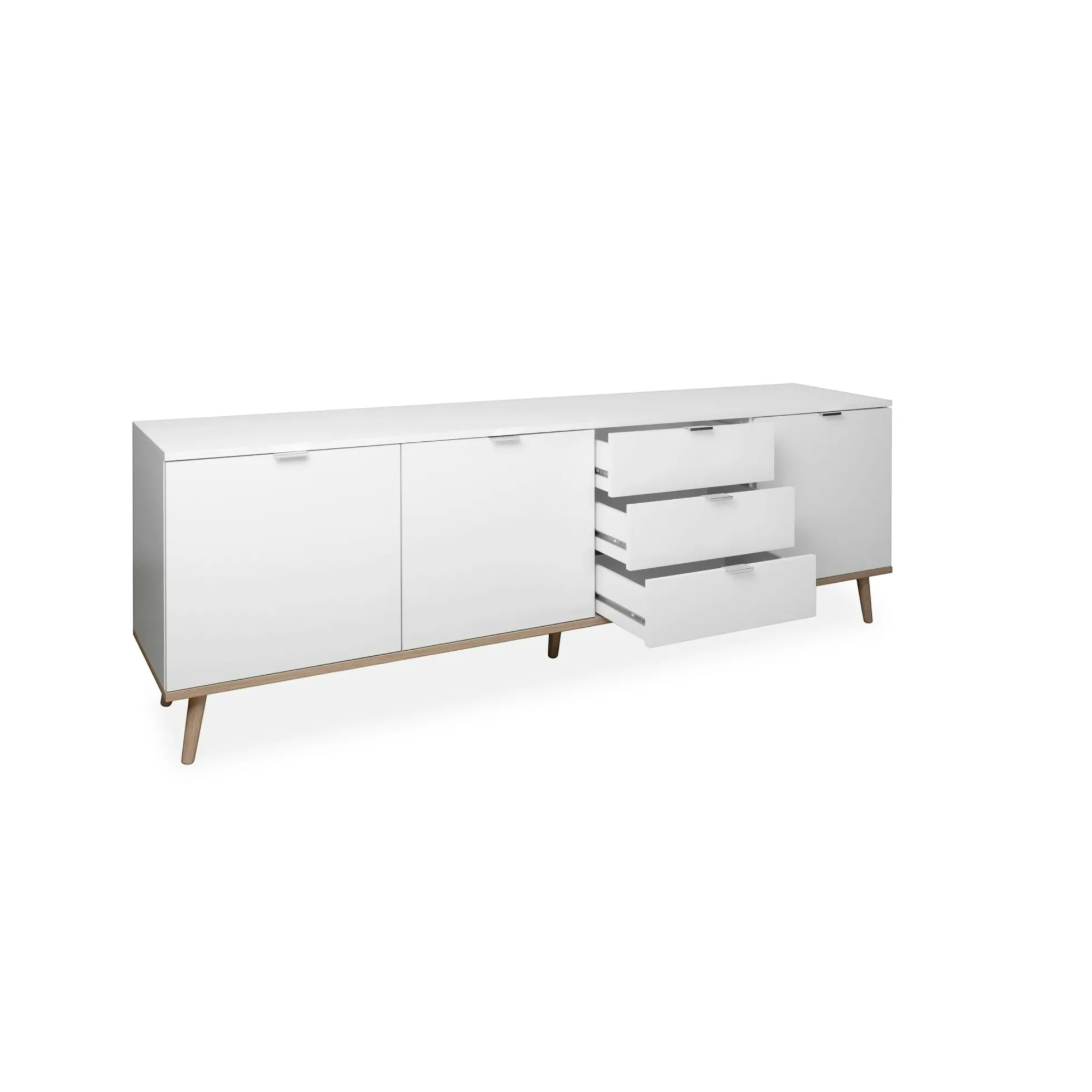 Long buffet blanc 3 portes 3 tiroirs ALVA
