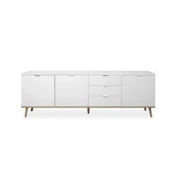 Long buffet blanc 3 portes 3 tiroirs ALVA