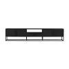 Long meuble TV bois noir 4 portes motif chevron ALVERA