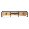 Long meuble TV en bois clair 4 portes 1 tiroir RIVANO