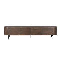 Long meuble TV suspendu bois foncé 240 cm AREZZO