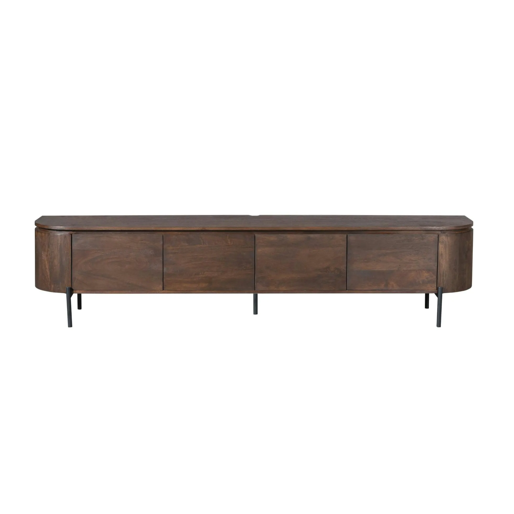 Long meuble TV suspendu bois foncé 240 cm AREZZO
