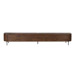 Long meuble TV suspendu bois foncé 280 cm AREZZO