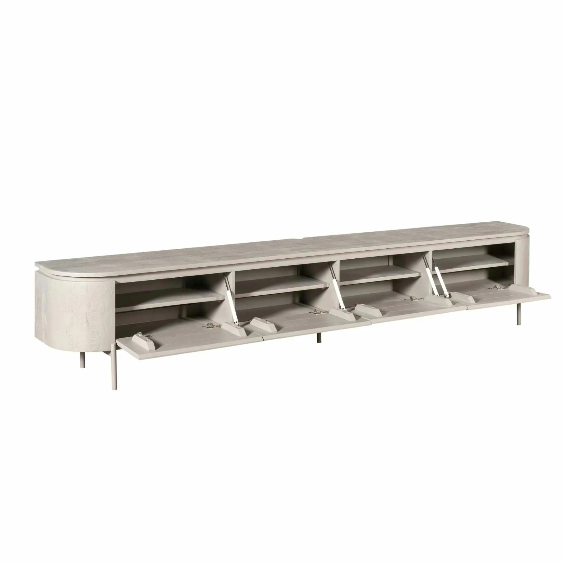 Long meuble TV suspendu bois gris 240 cm AREZZO