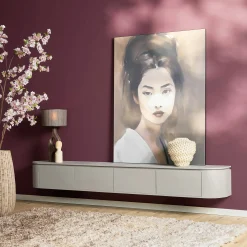 Long meuble TV suspendu bois gris 240 cm AREZZO