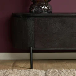 Long meuble TV suspendu bois noir 240 cm AREZZO