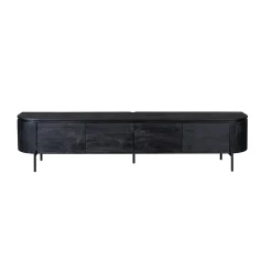 Long meuble TV suspendu bois noir 240 cm AREZZO