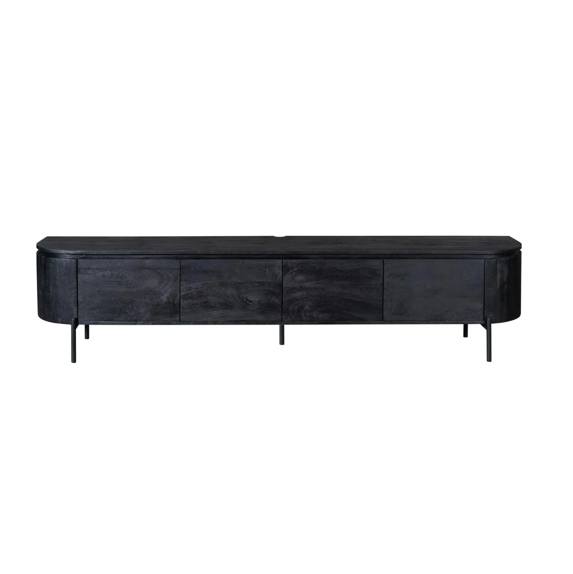 Long meuble TV suspendu bois noir 240 cm AREZZO