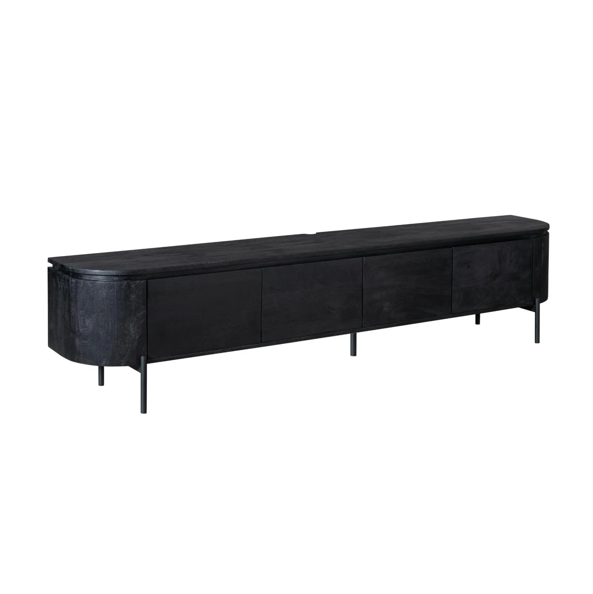 Long meuble TV suspendu bois noir 240 cm AREZZO