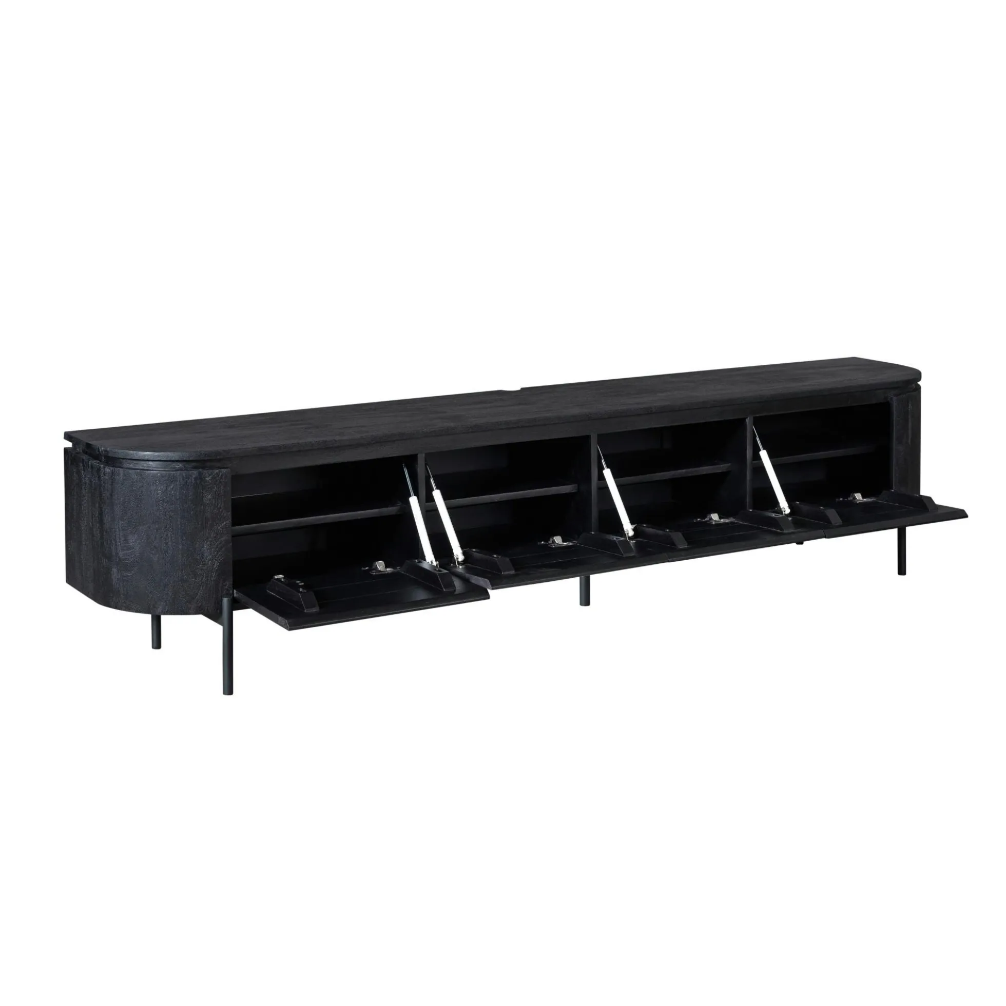 Long meuble TV suspendu bois noir 240 cm AREZZO