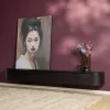 Long meuble TV suspendu bois noir 280 cm AREZZO