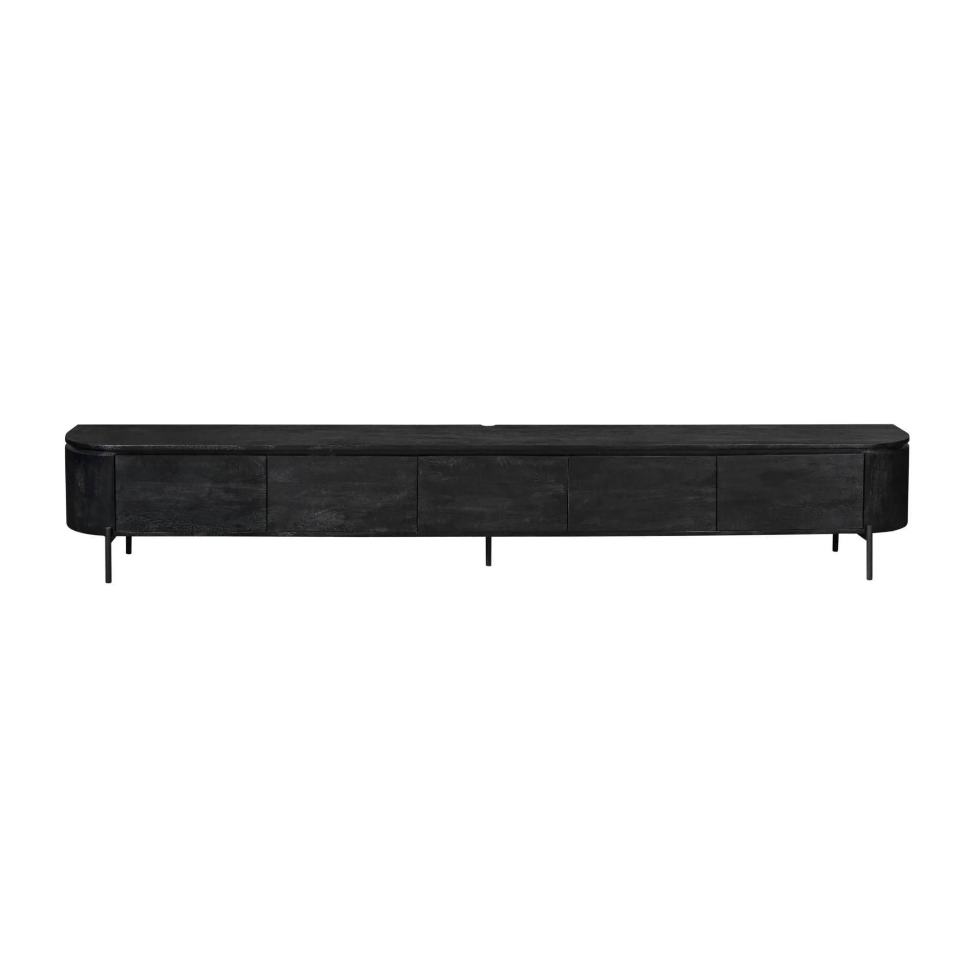 Long meuble TV suspendu bois noir 280 cm AREZZO