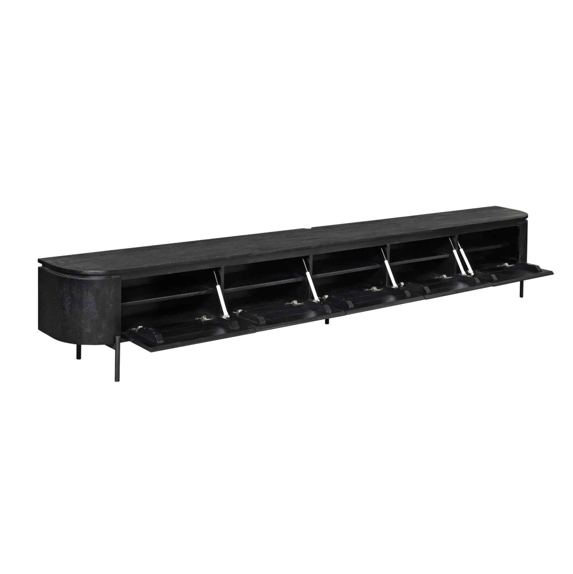 Long meuble TV suspendu bois noir 280 cm AREZZO