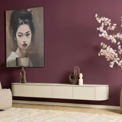 Long meuble TV suspendu bois sable 240 cm AREZZO