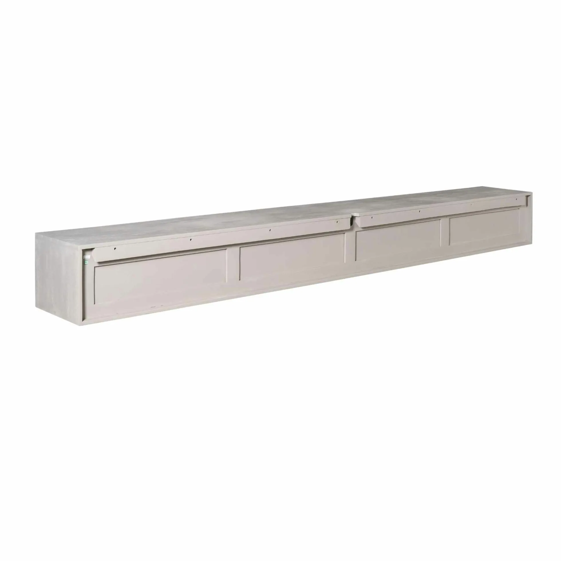 Long meuble TV suspendu bois taupe 3 tiroirs 1 niche 280 cm AERA