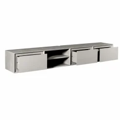 Long meuble TV suspendu bois taupe 3 tiroirs 1 niche 280 cm AERA