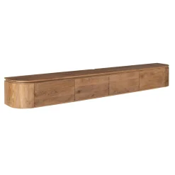 Long meuble TV suspendu en bois, bords arrondis 240 cm AREZZO