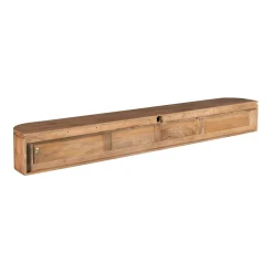 Long meuble TV suspendu en bois, bords arrondis 240 cm AREZZO