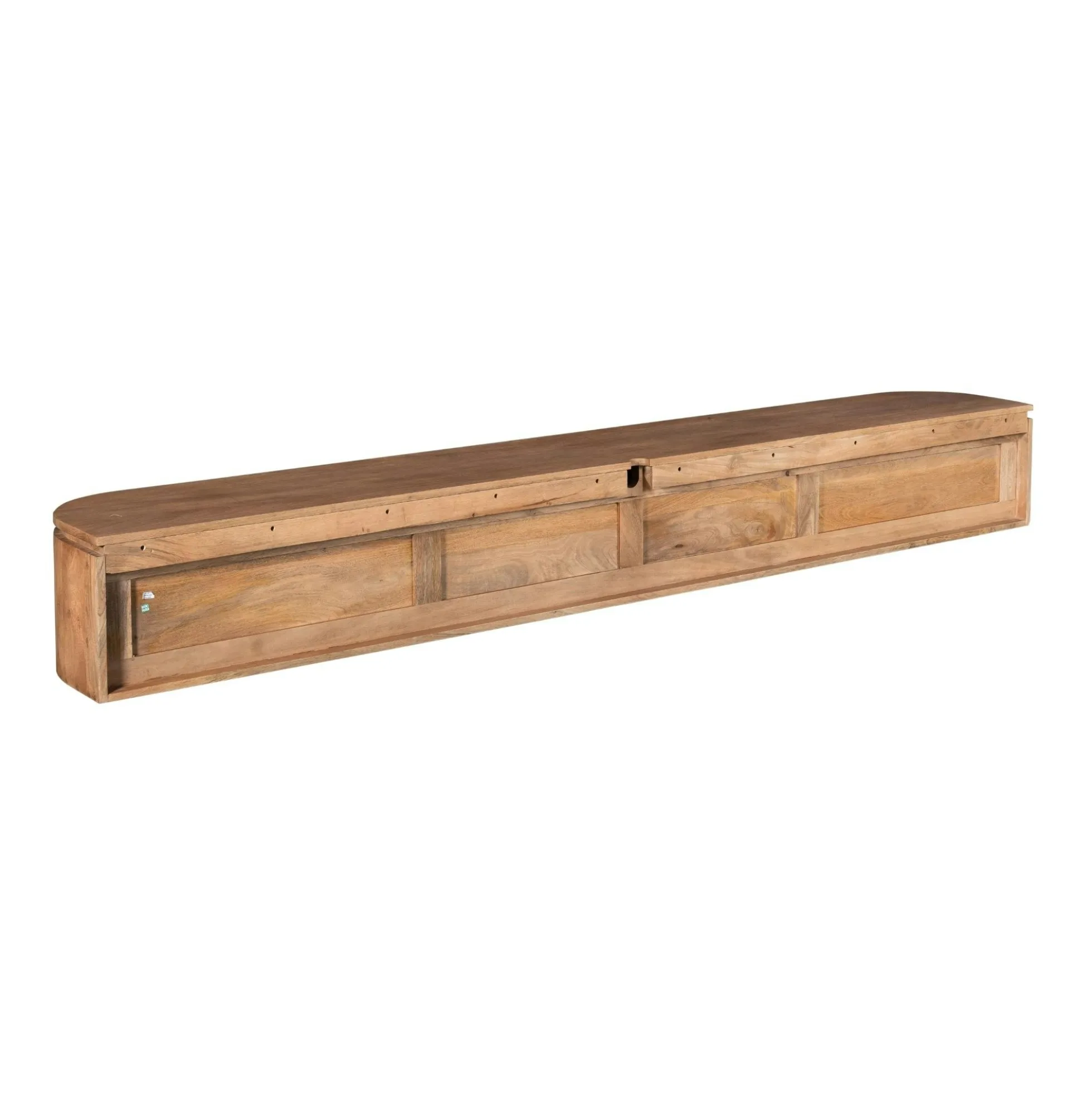 Long meuble TV suspendu en bois, bords arrondis 240 cm AREZZO
