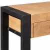 Longue console d'entrée bois clair métal noir 3 tiroirs MILORA