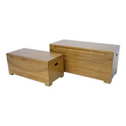 Lot de 2 bancs coffre Hévéa 100x45x45cm NIAGARA
