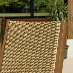 Lot de 2 chaises pliantes acacia huilé et rotin synthétique OSTIA