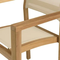 Lot de 2 fauteuils empilables teck et textilène couleur beige ALERIA