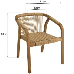 Lot de 2 fauteuils en acacia huilé et cordage synthétique OSTIA