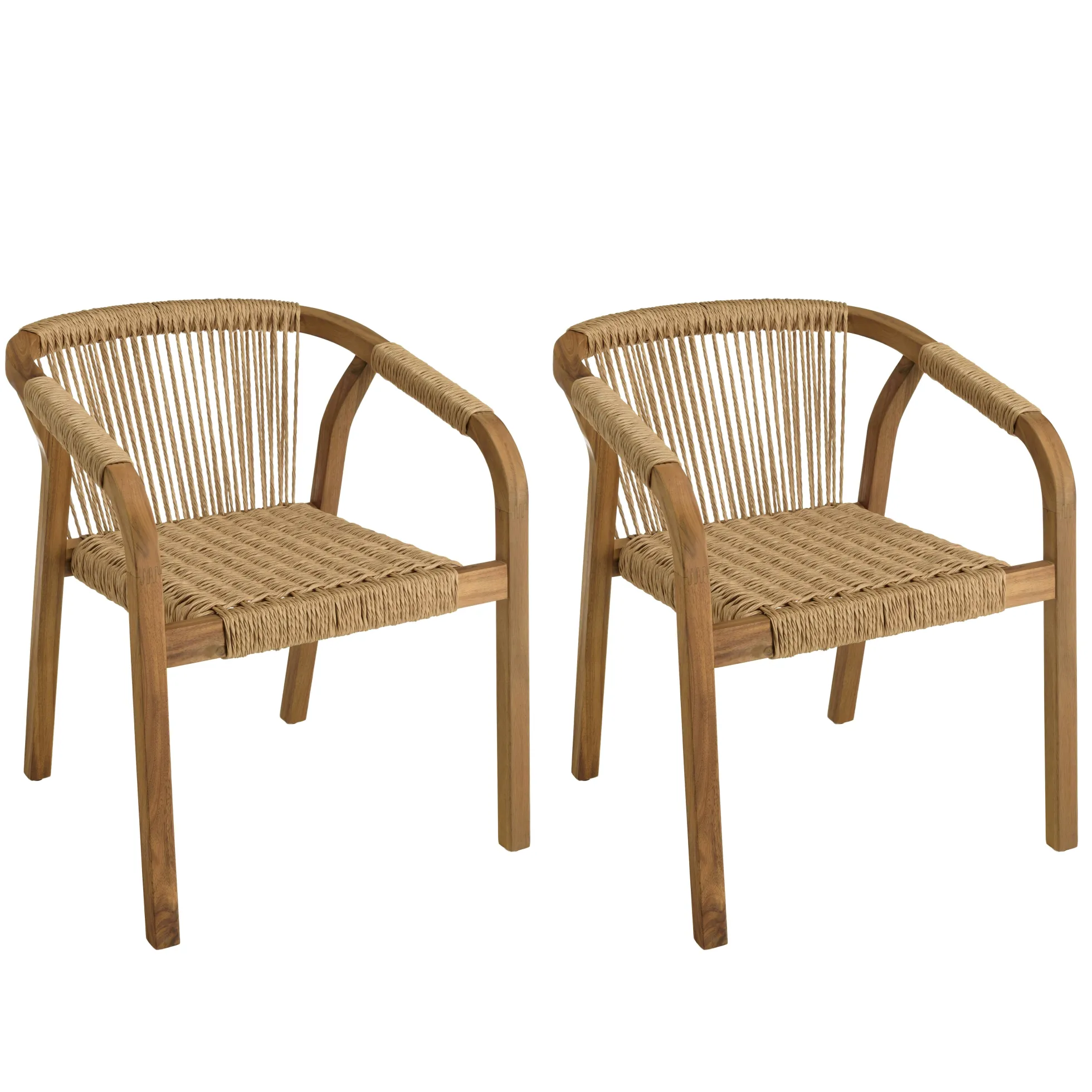 Lot de 2 fauteuils en acacia huilé et cordage synthétique OSTIA