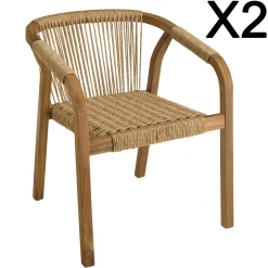 Lot de 2 fauteuils en acacia huilé et cordage synthétique OSTIA