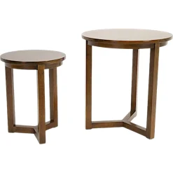 Lot de 2 tables d'appoint rondes Hévéa D50xH55cm SIXTIES