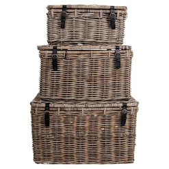 Malle de rangement en rotin avec attaches (lot de 3) MANY