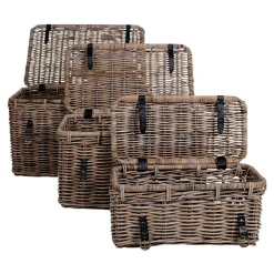 Malle de rangement en rotin avec attaches (lot de 3) MANY