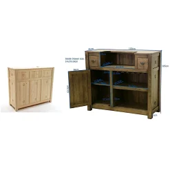 Meuble bar hévéa 120x46x105cm TESSA
