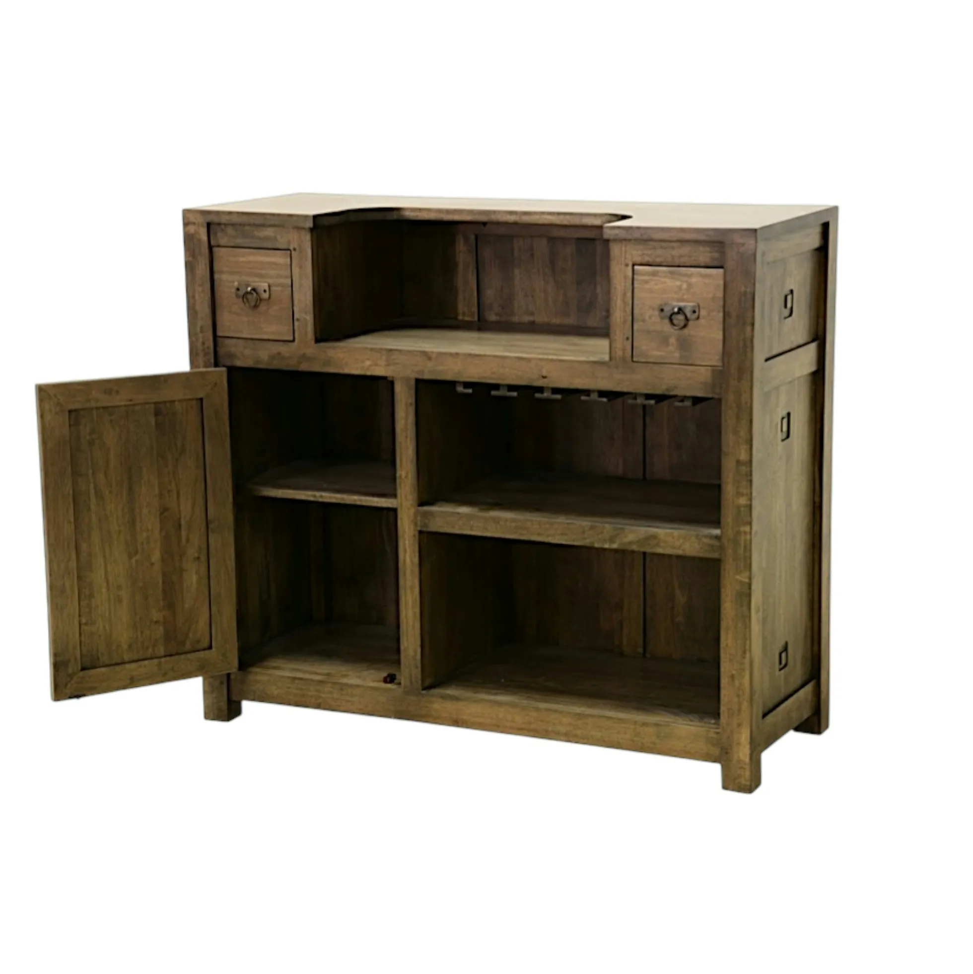 Meuble bar hévéa 120x46x105cm TESSA
