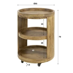 Meuble bar sur roulettes en bois de manguier strié CREEK