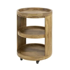 Meuble bar sur roulettes en bois de manguier strié CREEK