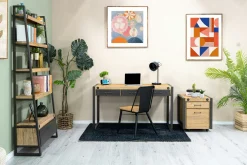 Meuble bas / Caisson de Bureau à roulettes Inspiration Indus' en Acacia et Métal, 2 tiroirs 51x60x60cm BROOKLYN