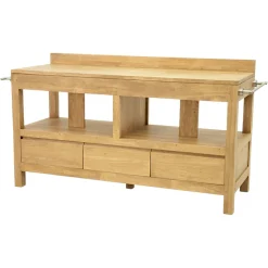 Meuble bas salle de bain 3 tiroirs hévéa 154cm OLGA