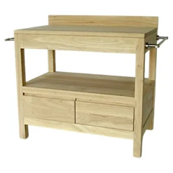 Meuble bas 2 tiroirs salle de bain hévéa 90cm OLGA
