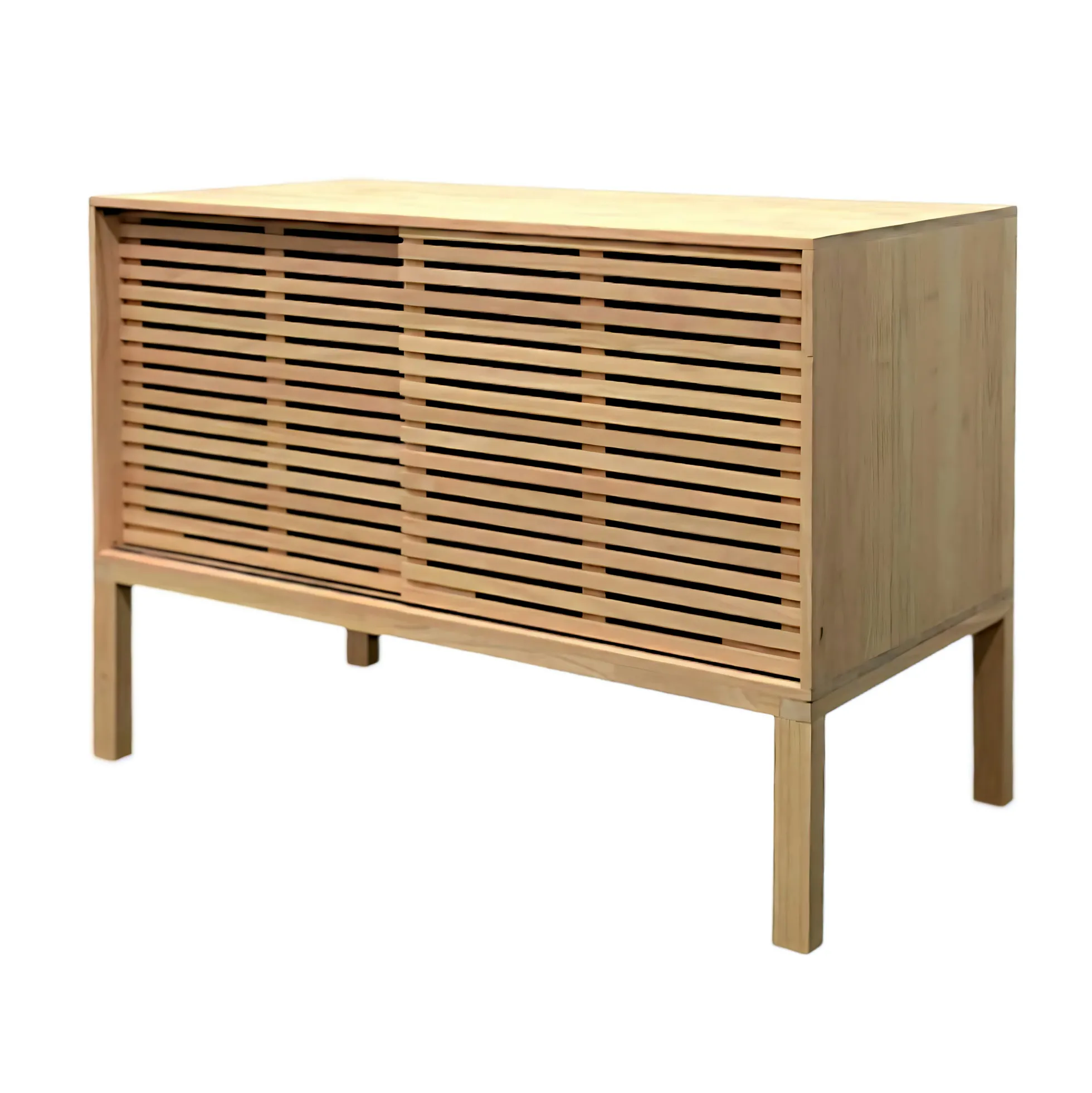 Meuble / Buffet Hévéa 2 portes coulissantes Persiennes 120x60x85cm NEW ORLEANS