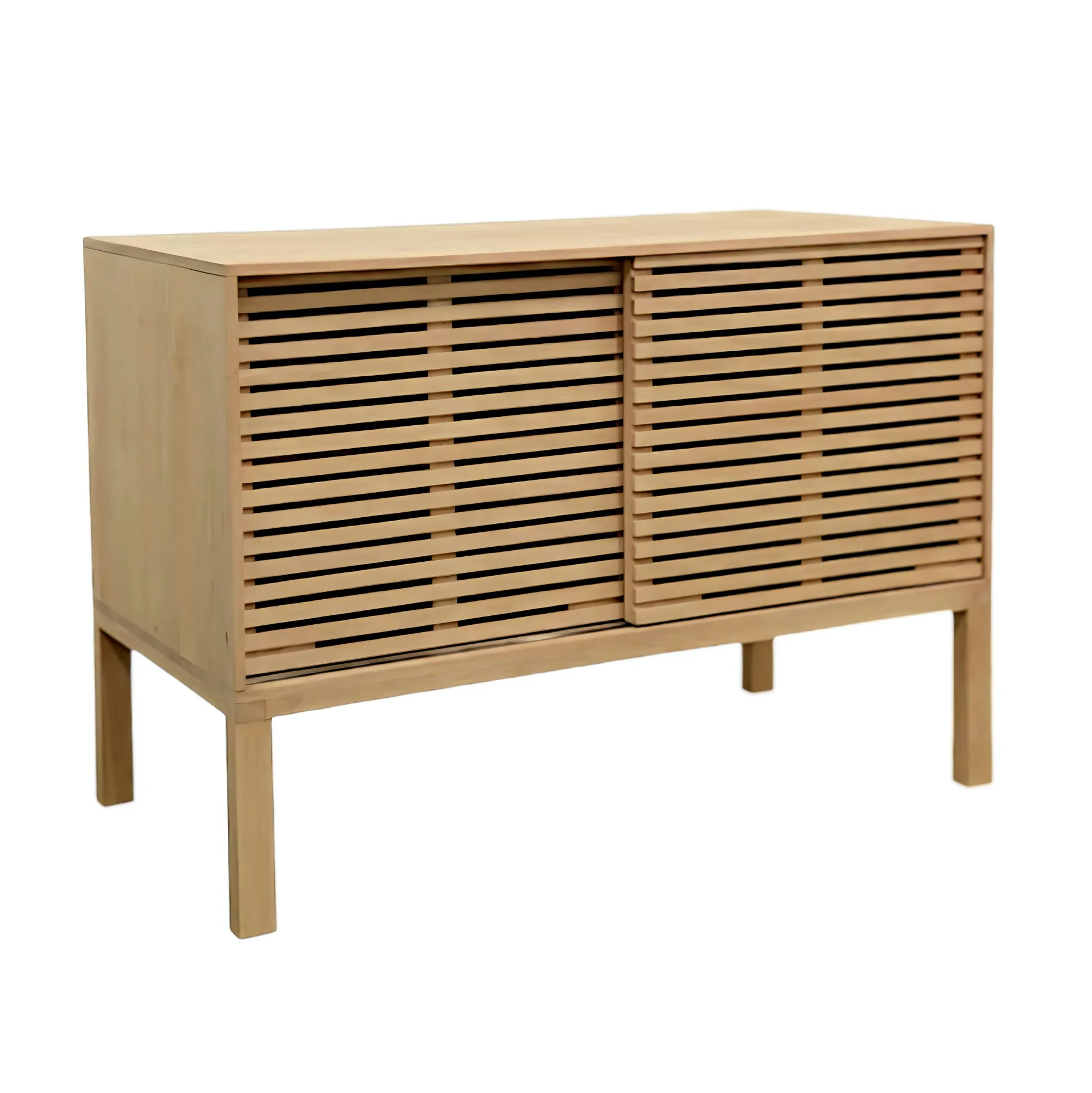 Meuble / Buffet Hévéa 2 portes coulissantes Persiennes 120x60x85cm NEW ORLEANS