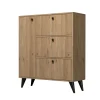 Meuble à chaussures décor bois 4 portes pieds obliques UMEA