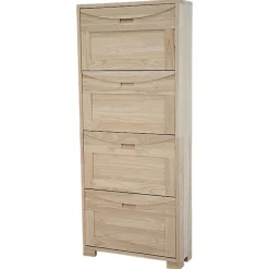 Meuble à chaussures Hévéa 4 portes abattantes 63x22x151cm NIAGARA