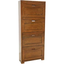 Meuble à chaussures Hévéa 4 portes abattantes 63x22x151cm NIAGARA