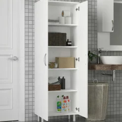 Meuble colonne salle de bains blanc 2 portes H 173, 6 cm JENA