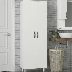 Meuble colonne salle de bains blanc 2 portes H 173, 6 cm JENA