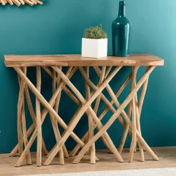 Meuble console bois flotté teck 120x39 cm JAIPUR
